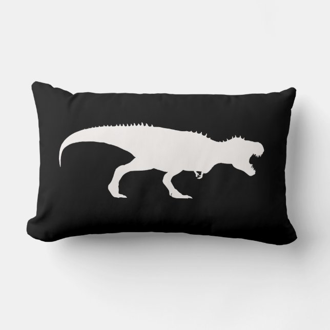 Rectangle Coussin noir avec silhouette T-Rex (Recto)