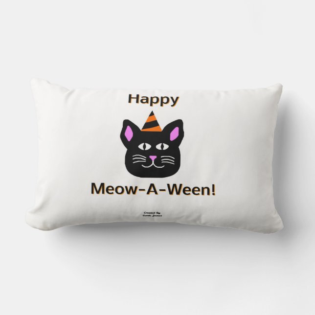 Rectangle Coussin noir de chat Meow-a-Ween Lumbar (Recto)