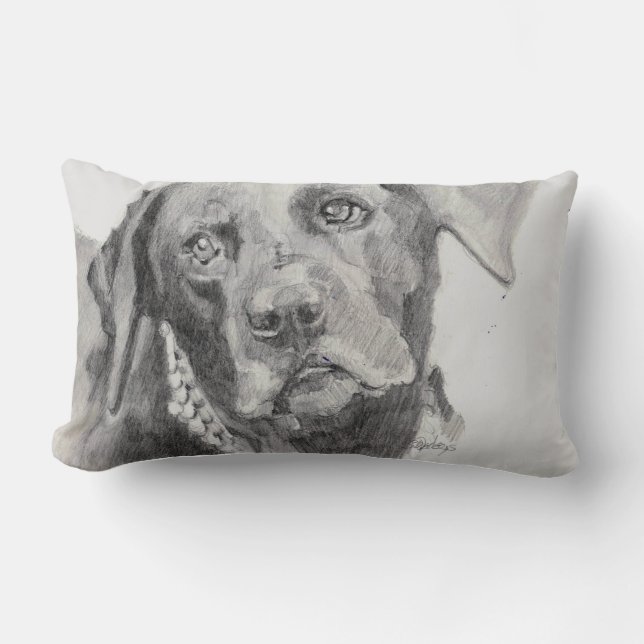 Rectangle Coussin noir de labrador retriever (Recto)