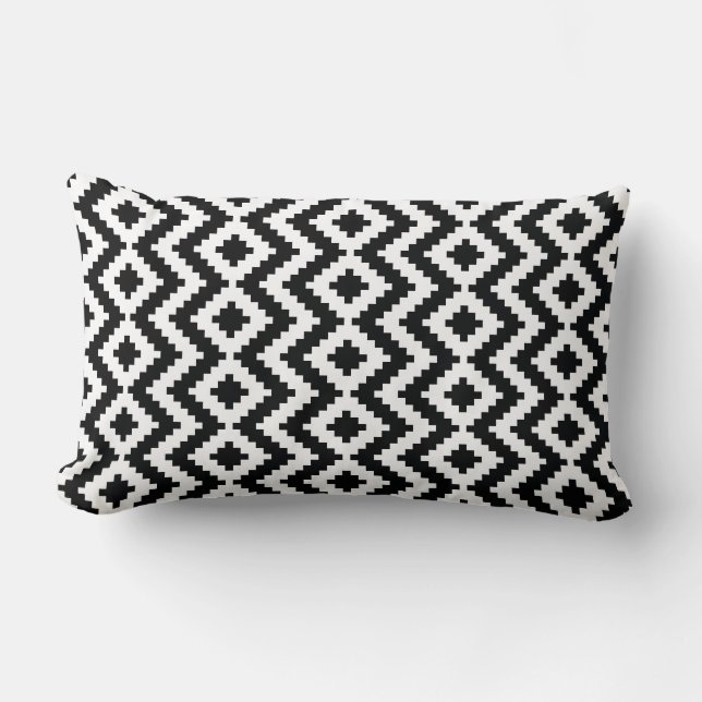 Rectangle Coussin noir et blanc de Kilim (Recto)