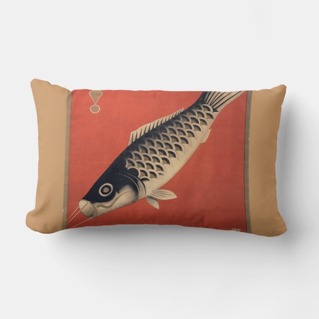 Rectangle Coussin oblong de poissons japonais vintages (Recto)