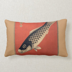 Rectangle Coussin oblong de poissons japonais vintages