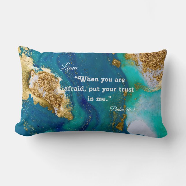 Rectangle Coussin Ocean Lumbar personnalisé - Psaume 56:3 (Recto)