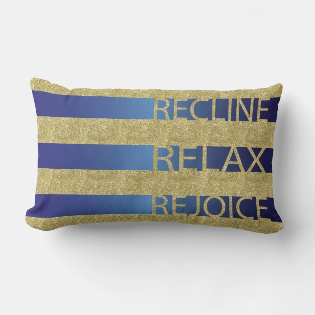 Rectangle Coussin Passover Gold/Blu "Recline, Relax, Rejoice (Recto)