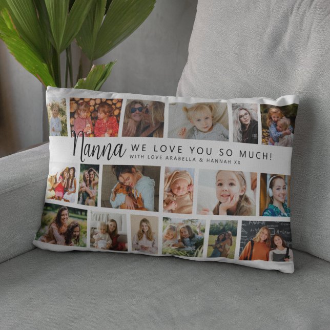 Rectangle Coussin personnalisé Nanna 18 Photos Collage (Créateur téléchargé)