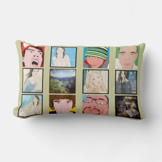 Rectangle Coussin personnalisé par photo de mosaïque (Recto)