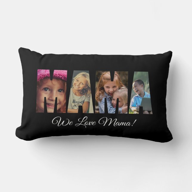 Rectangle Coussin photo MAMA Ajouter des images Noms Texte s (Recto)