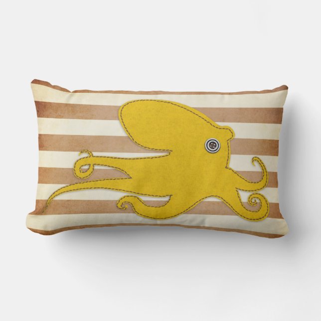 Rectangle Coussin : Poulpe Brown et jaune (Recto)