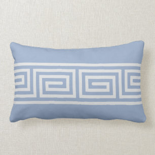 Rectangle Coussin principal grec bleu et blanc chic moderne