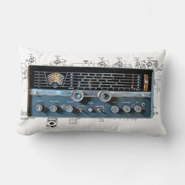 Rectangle Coussin radio vintage à ondes courtes (Recto)