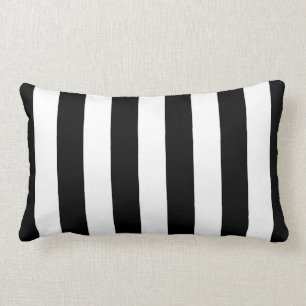 Rectangle Coussin rayé noir et blanc