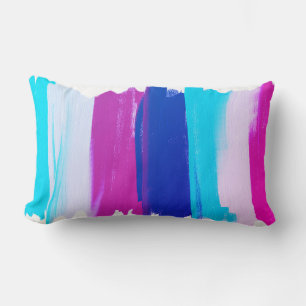 Rectangle Coussin rayures lignes d'art abstrait turquoise ro