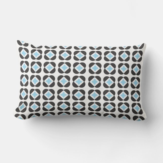 Rectangle Coussin rectangulaire de rétro motif en turquoise (Recto)