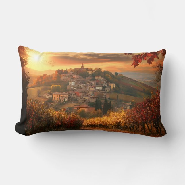 Rectangle Coussin rectangulaire décoratif Vue du vignoble en (Recto)
