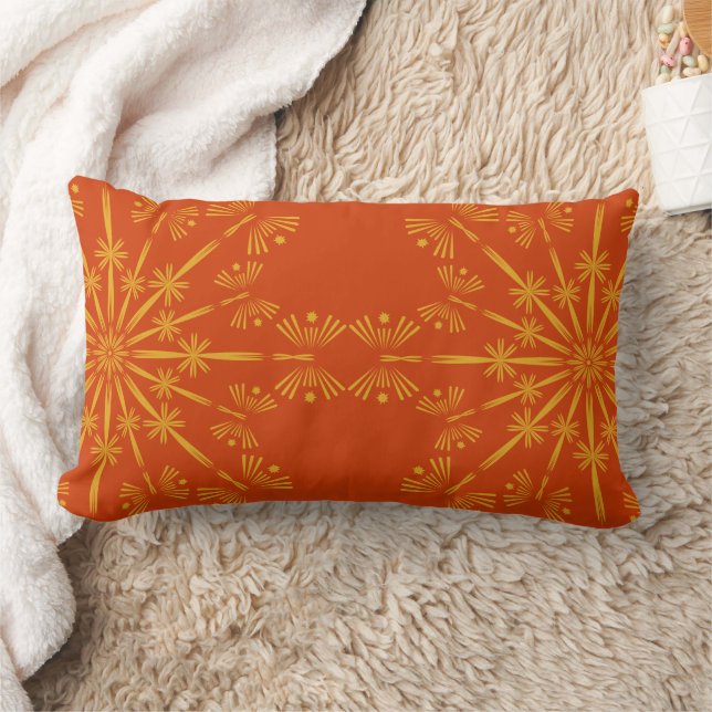 Rectangle Coussin Retro Mandala Papaya Lumbar (Couverture)