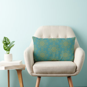Rectangle Coussin Retro Mandala Turquoise Lumbar