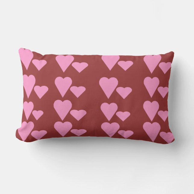 Rectangle Coussin rose de coussin de thème de coeurs d'amour (Recto)