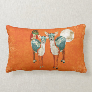 Rectangle Coussin rose de Mojo de clair de lune de hibou et