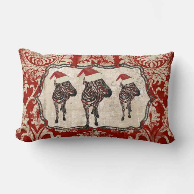 Rectangle Coussin rose de MoJo de Noël de zèbre (Recto)