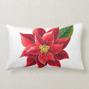 Rectangle Coussin rouge de poinsettia de vacances de Noël