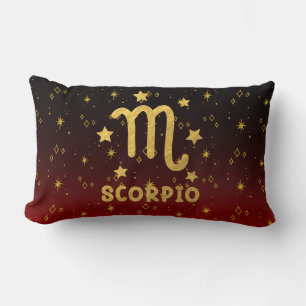 Rectangle Coussin Scorpio Zodiac Red et Gold Lumbar