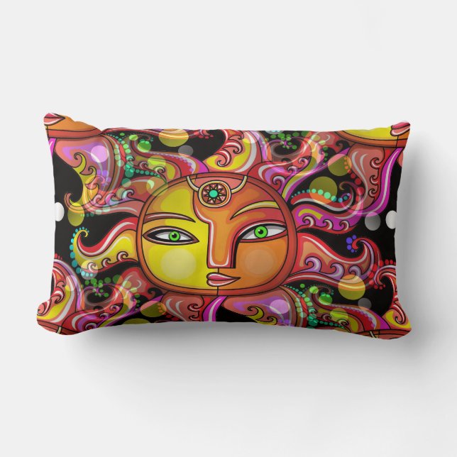 Rectangle Coussin Sun Face contemporain (Recto)