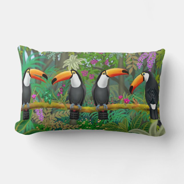 Rectangle Coussin tropical d'accent d'oiseaux de toucan (Recto)