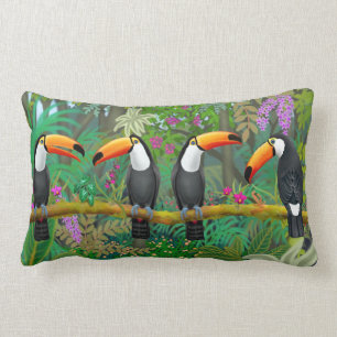 Rectangle Coussin tropical d'accent d'oiseaux de toucan