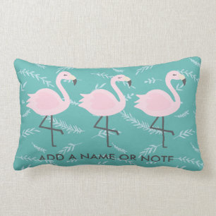 Rectangle Coussin turquoise en pastel de Flamant rose mignon