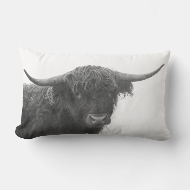 Rectangle Coussin Vache des Highlands Noir & Blanc (Recto)