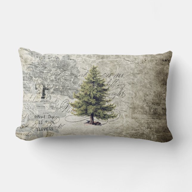 Rectangle Coussin vintage de vacances d'arbre (Recto)
