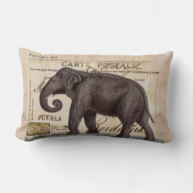 Rectangle Coussin vintage d'éléphant chic (Recto)