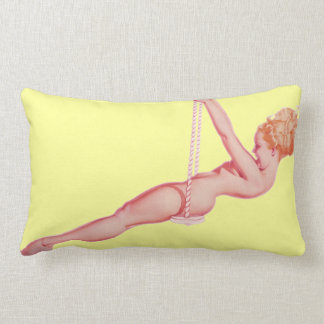 Rectangle Coussin vintage jaune heureux