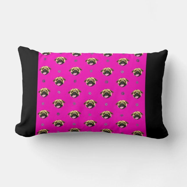 Rectangle Coussin Visage Carlin Rose Noir (Recto)