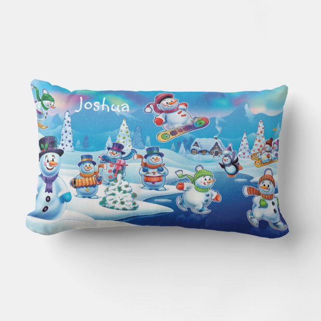 Rectangle Coutume coussin de motoneige pour hommes de Noël (Recto)
