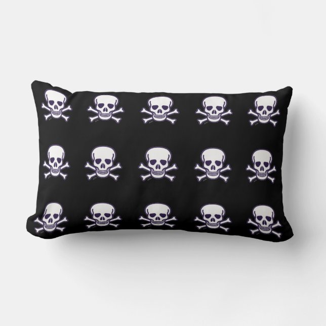 Rectangle Crâne n os noir lombaire coussin (Recto)