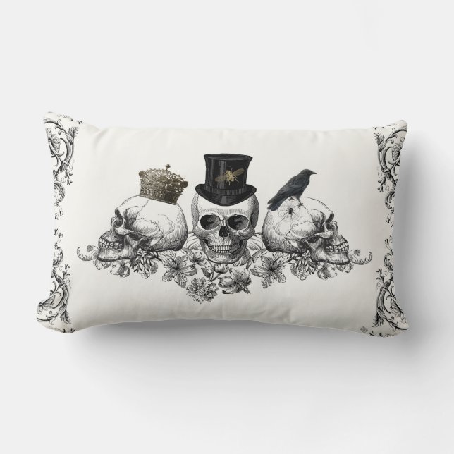 Rectangle Crâne Vintage moderne coussin Halloween (Recto)