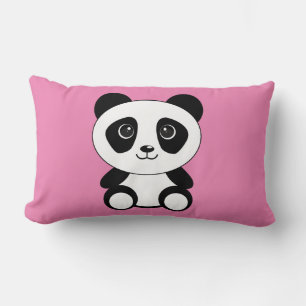 RECTANGLE CUL PANDA OURS ROSE LUMBAR COUSSIN