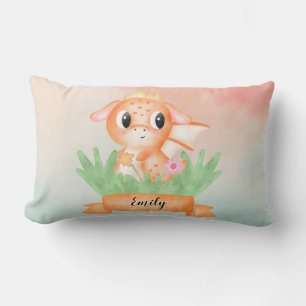 Rectangle Cute Baby Dragon Aquarelle Coussin