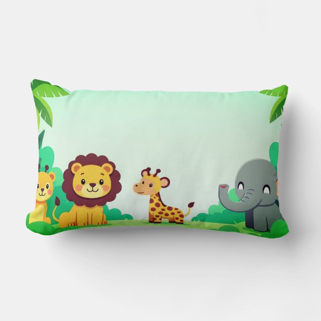 Rectangle Cute Jungle Animal Friends Enfants Coussin (Recto)