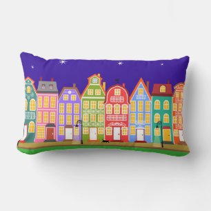 Rectangle Cute Night Town Walking Chat Coussin