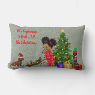 Rectangle Dachshund Coussin de Noël Décor de vacances ethniq
