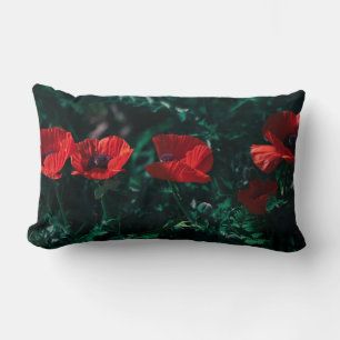 Rectangle De Belles fleurs de pavot rouge lancent un coussin