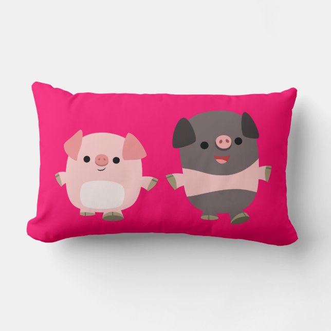 Rectangle De mignons cochons en caricature sur un Coussin de (Recto)