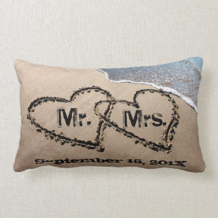 Rectangle Deux Coeurs Dans Le Coussin Mariage De Sable