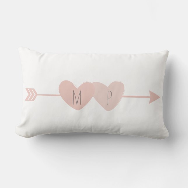 Rectangle Deux Coeurs Lumbar Coussin (blanc) (Recto)