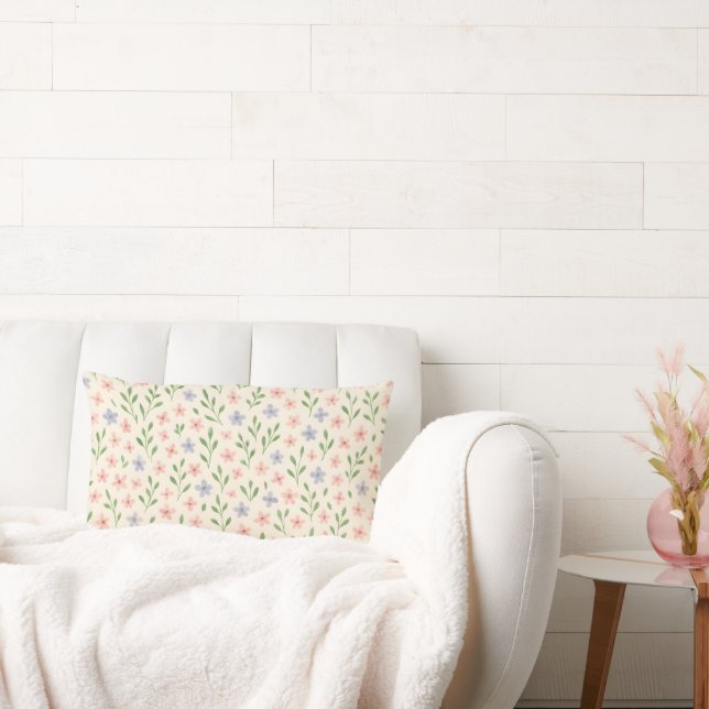 Rectangle Doux Coussin d'Accent Lombaire Fleur de Pastel Sau (Canapé)