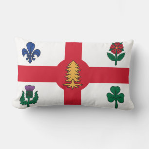 Rectangle Drapeau de Montréal, Québec Coussin Lumbar