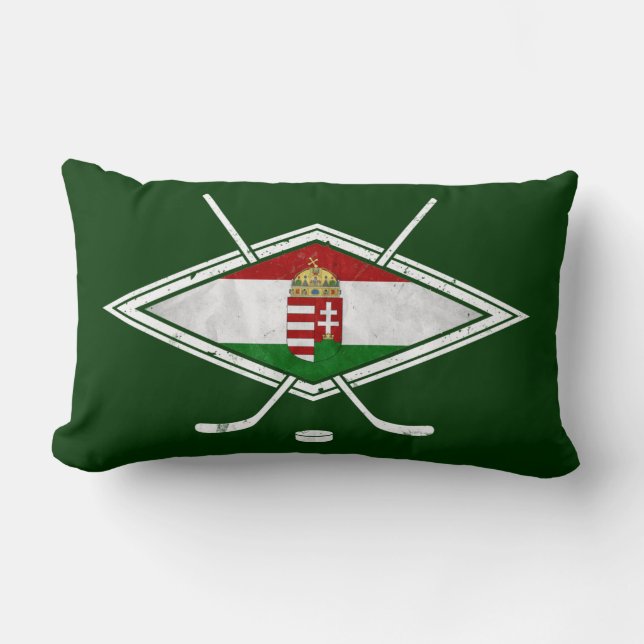 Rectangle Drapeau hongrois Hockey sur glace Coussin Cushion (Recto)