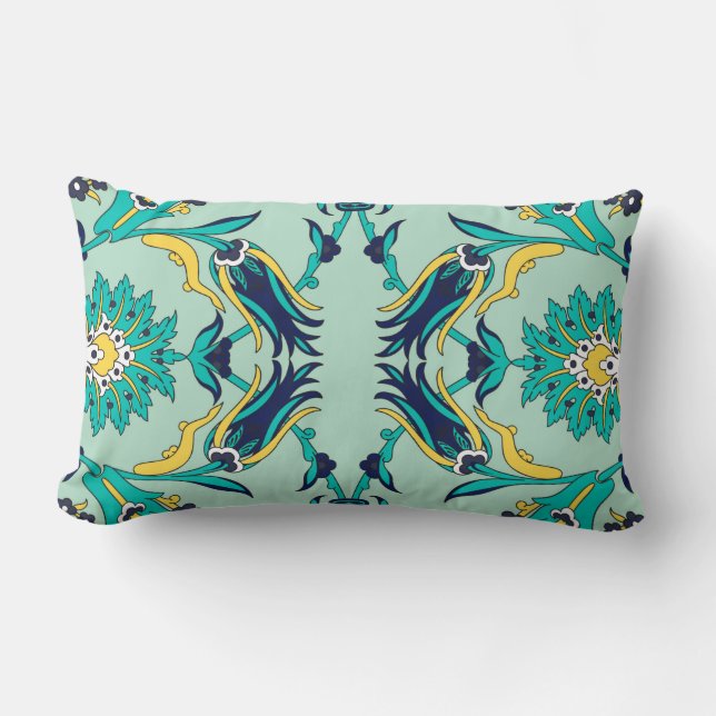 Rectangle Élégant Coussin Jungle vert et jaune Lumbar (Recto)